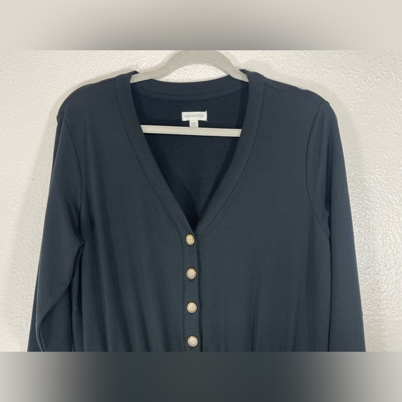 Garnet Hill Black Traverse Knit Jumpsuit Black Women’s Small Pockets Drawstring - Picture 4 of 13